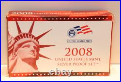 (5) 2008 S US Mint Silver Proof Set in OGP with COA 14 Coin Set