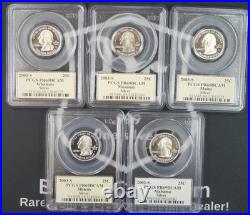 5 Coin 2003-S United States Silver Proof Quarters ALL PCGS Graded PR 69 DCAM