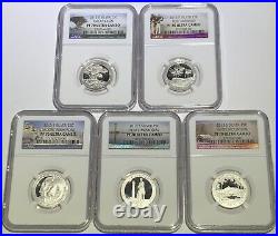 5 Coin- 2013 S Proof Silver Quarter Set Ngc Pf70 Ultra Cameo National Park