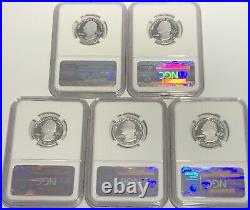 5 Coin- 2013 S Proof Silver Quarter Set Ngc Pf70 Ultra Cameo National Park