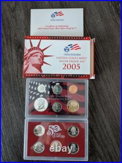 5 US Mint Silver Proof Sets one 2004 and four 2005 with COA