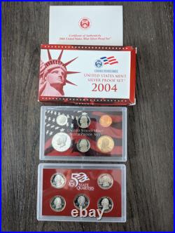 5 US Mint Silver Proof Sets one 2004 and four 2005 with COA