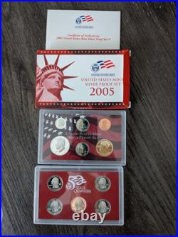 5 US Mint Silver Proof Sets one 2004 and four 2005 with COA