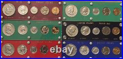 6x 1959-1964 US Proof Sets in Whitman Holders with a. 999 Silver (one gram) bar