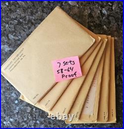 7 Proof sets 1958-1964 U. S. Mint 90% Silver Proof Sets in open Envelopes #1
