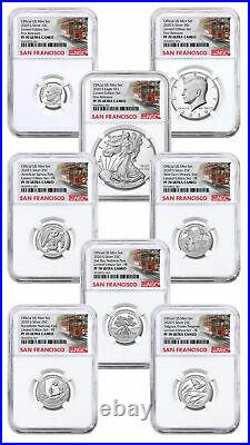 8 Coin Set 2020 S US Limited Edition Silver Proof NGC PF70 UC FR Trolley Label