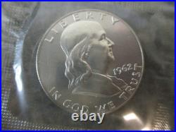 90% SILVER US MINT PROOF SET(4) 1962 5 COIN CELLO FLAT PACK withORIG ENVELOPE/CARD