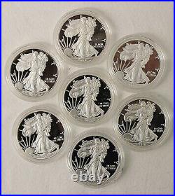 American Silver Eagle 34 Coin Proof Set 1986-2020 Gov Boxes & COA's