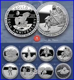 Apollo 11 COMPLETE 8-COIN SET Each 1oz. 999 Fine Silver Proof Like IN-HAND
