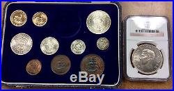 BJSTAMPS 1952 SOUTH AFRICA 11 coin PROOF SET GOLD 1-2 RAND, 5SH NGC PF65