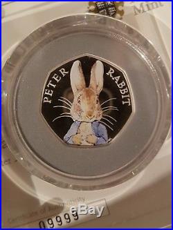 Beatrix Potter 150th Anniversary Peter Rabbit 2016 Silver Proof 50p Coin No. 9999