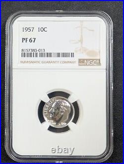 Blast White 1957 Proof Set all 5 coins grade NGC PF67 (PR 67) Complete Set