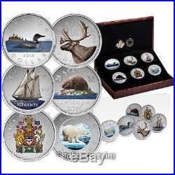 Canada 2016 Big Coins Series 5 Oz Color Silver Proof 6 Coin Set in Wood Case Box