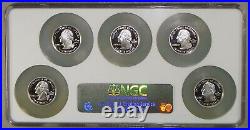 Complete 2007-S 5 Coin State Quarter Silver Proof Set NGC PF70 Ultra Cameo