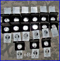 Complete Silver Eagle Proof Set 35 coin Collection 1986-2019S All OGP &CoA