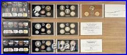 Consecutive Run 30 Silver Proof Sets 1992-2020. Key 2012 2020 2018 Reverse Set