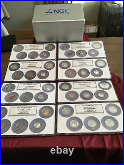 Eight Silver Proof Multi Slab Sets NGC PF69 Ultra Cameo With NGC Storage Box