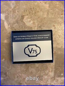End of WW2 V75th Anniversary American Eagle Silver Proof Coin UNOPENED / SEALED