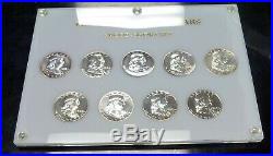 FRANKLIN Silver HALF Dollars PROOF Short set of 9 In Hard plastic holder 1955-63