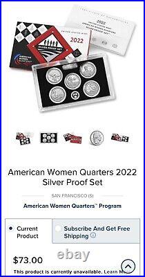 Five (5) Set Lot 2022 AMERICAN WOMEN QUARTERS SILVER PROOF SET (22WS)