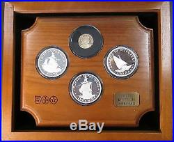 Fleet of Columbus 4 coin proof set! Limited Edition! Wooden tray and box