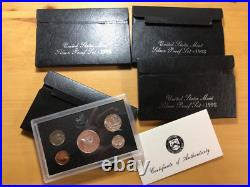 Four 1998 Silver Proof Sets, 90% silver, $3.40 face value of proof silver coins