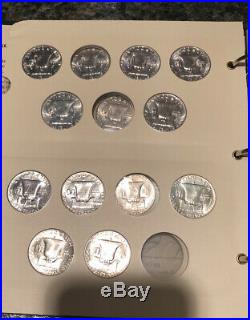 Franklin half dollar set, High Grade BU/AU 1948-63 p-d-s mints 35 coins, no proofs