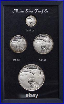 Gem 1995 Alaska Silver Proof Set Very Rare. 999 Fine Medallions Box & COA 7035