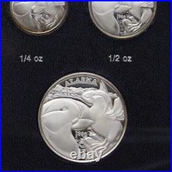 Gem 1995 Alaska Silver Proof Set Very Rare. 999 Fine Medallions Box & COA 7035