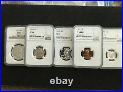 Glorious! 1953, 5 Piece Franklin Proof Set, Certified Proof 68 By NGC, WOW