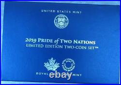 Great Price! 2019 Pride Of Two Nations Us & Canada Proof Silver Set