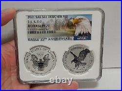 IN HAND, 2021 NGC PF70 Reverse Proof American Silver Eagle Designer 2pc Set