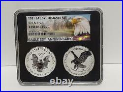 IN-HAND 2021 NGC PF70 Reverse Proof American Silver Eagle Designer (2pc Set)