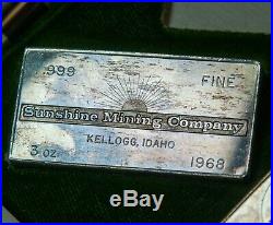 Idaho Mines Silver Proof Set 1968 Sunshine Mining Company 5 x 3 oz bars 15oz