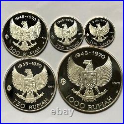 Indonesia 1970 Proof Set Silver 5 Coins