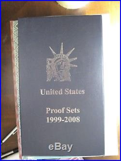 LOT of 10 SILVER PROOF SETS 1999-2008 ORIGINAL PACKAGING CERTIFICATE in BLUE BOX