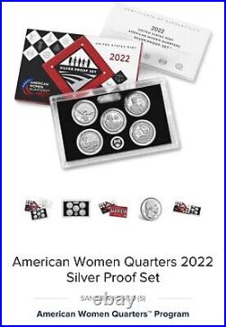 LOT of 5 2022 SIlVER PROOF SETS, SAN FRANCISCO (S) American Women Quarters, 22WS