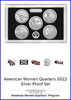 LOT of 5 2022 SIlVER PROOF SETS, SAN FRANCISCO (S) American Women Quarters, 22WS