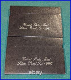 Lot Of 2 U. S. Mint Silver Proof Sets 1997 San Francisco Mint 90% IN BOX With COA