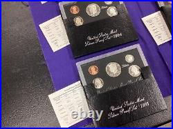 Lot Of (7) 1992-1998 S U. S. Mint Silver Proof Sets Original Packaging & Coa
