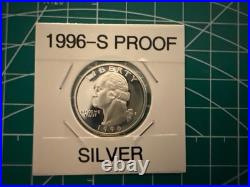 Lot Of 7 x Silver Proof GW Qtrs 1992-S Thru 1998-S Pristine 1.26 Ounces Silver