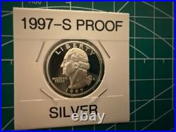 Lot Of 7 x Silver Proof GW Qtrs 1992-S Thru 1998-S Pristine 1.26 Ounces Silver