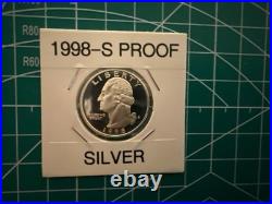 Lot Of 7 x Silver Proof GW Qtrs 1992-S Thru 1998-S Pristine 1.26 Ounces Silver