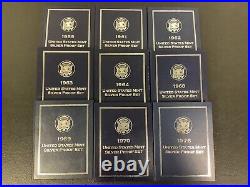 Lot Of 9 United States Mint Silver Proof Sets, Dates in Description