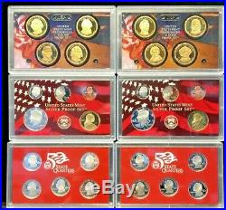 Lot of 10 U. S. Mint Silver Proof Sets 1999-2008