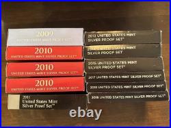 Lot of (11) 2009-2018 Silver Proof Sets OGP with$1.85 Face 90% Each ($20.35 Total)