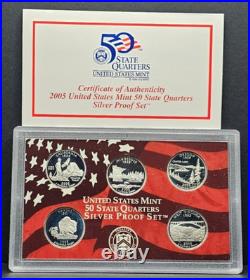 Lot of 2 2005 United States Mint 50 State Quarters Silver Proof Set 90% Silver