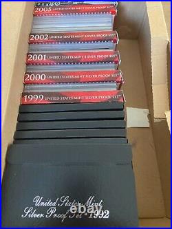 Lot of 25 US Silver Proof Sets 1999-2005