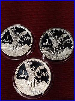 Lot of 3 Pristine 1990 Proof Libertad. 999 ONZA's withCOA's-Originally 10K Minted