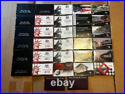 Lot of 30 1992-2022 US Mint Silver Proof Sets And 90/91 Proof Sets. No 2021 Set